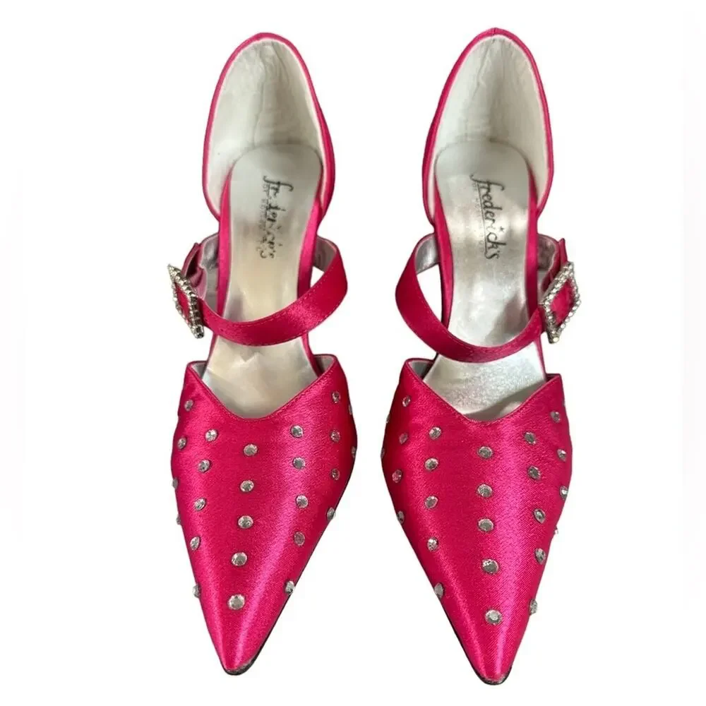 FREDERICK’S of Hollywood point toe‎ rhinestone crystal 4” heels size 6.5 - Picture 5 of 10